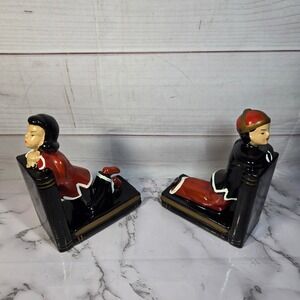 Asian Boy and Girl Bookends By Ucagco - Ceramic 1950's Mid-Century‎ Vintage